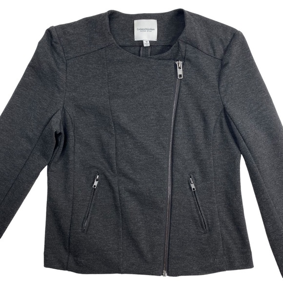 Catherine Malandrino Runway Style Women’s Charcoal Shanfa Moto Jacket EUC Size M - Picture 6 of 14